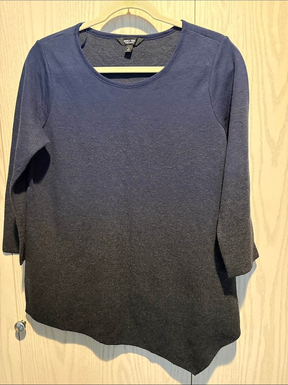 Simply Vera Vera Wang Navy to Black Ombre sparkle Long Sleeve sweater